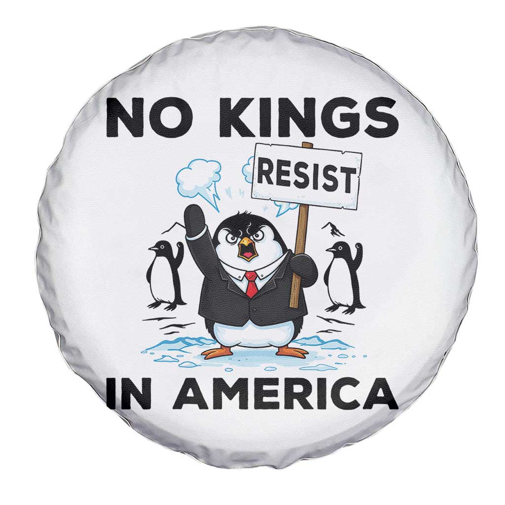 Funny Penguin Protest Spare Tire Cover No Kings In America