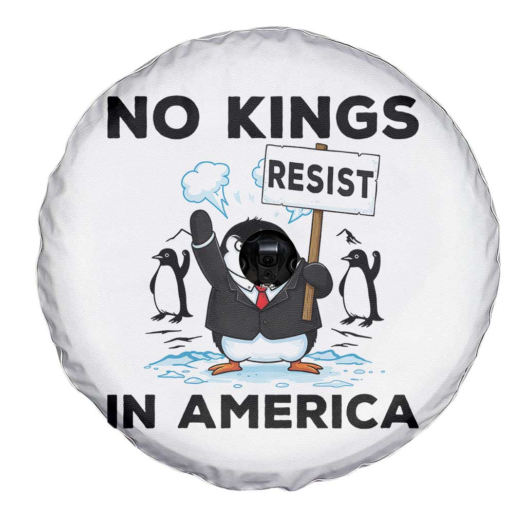 Funny Penguin Protest Spare Tire Cover No Kings In America