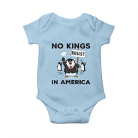 Funny Penguin Protest Baby Onesie No Kings In America