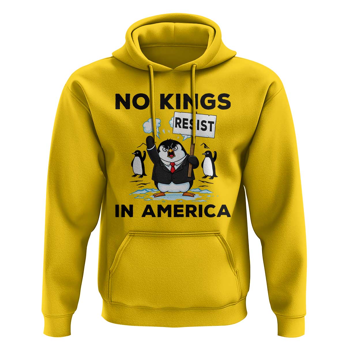 Funny Penguin Protest Hoodie No Kings In America
