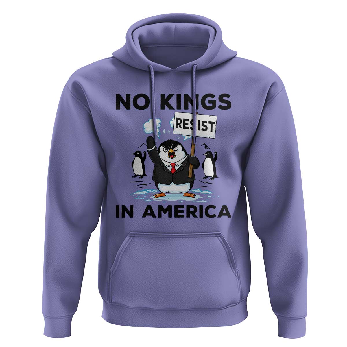 Funny Penguin Protest Hoodie No Kings In America