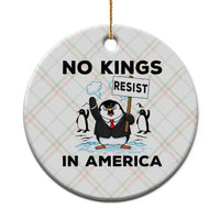 Funny Penguin Protest Ceramic Ornament No Kings In America