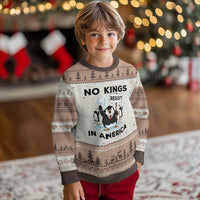 Funny Penguin Protest Ugly Christmas Sweater No Kings In America
