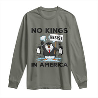Funny Penguin Protest Long Sleeve Shirt No Kings In America