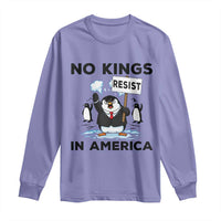 Funny Penguin Protest Long Sleeve Shirt No Kings In America