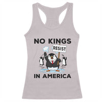 Funny Penguin Protest Racerback Tank Top No Kings In America
