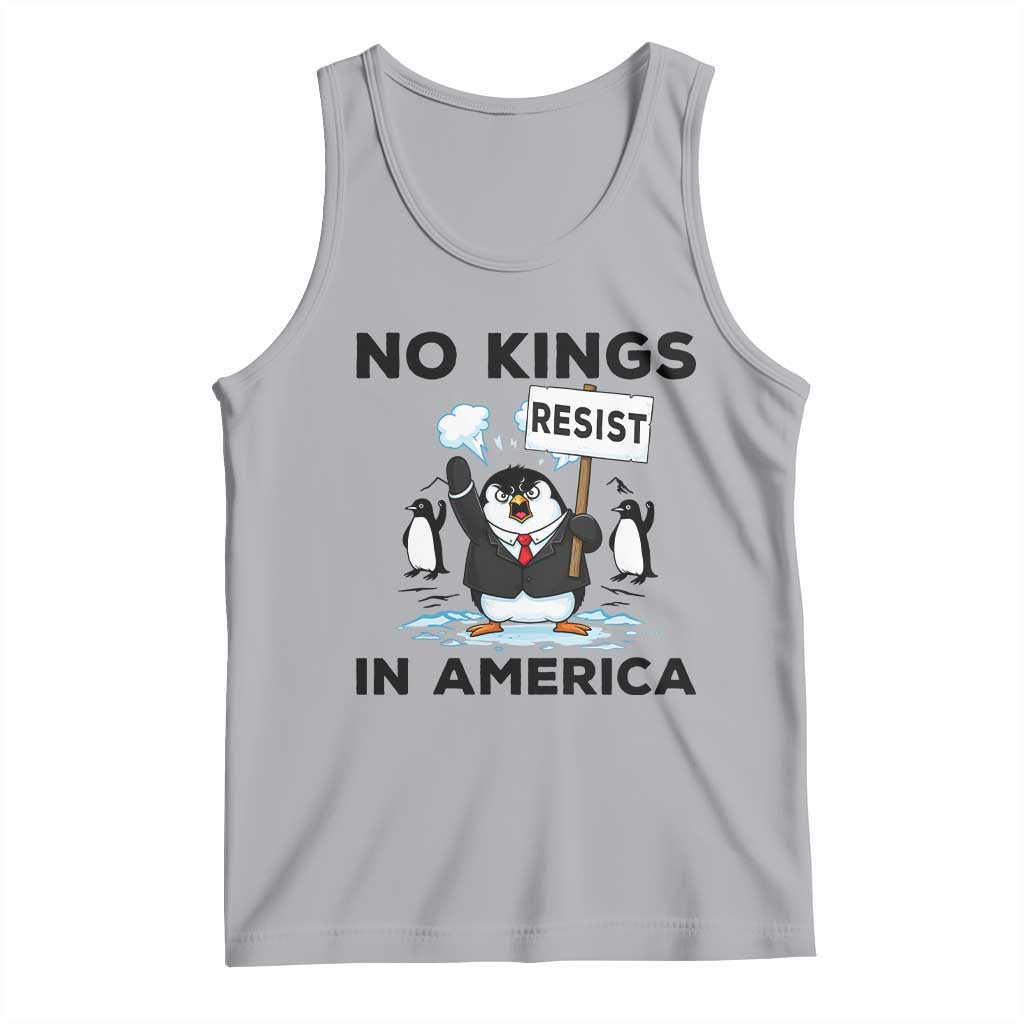 Funny Penguin Protest Tank Top No Kings In America