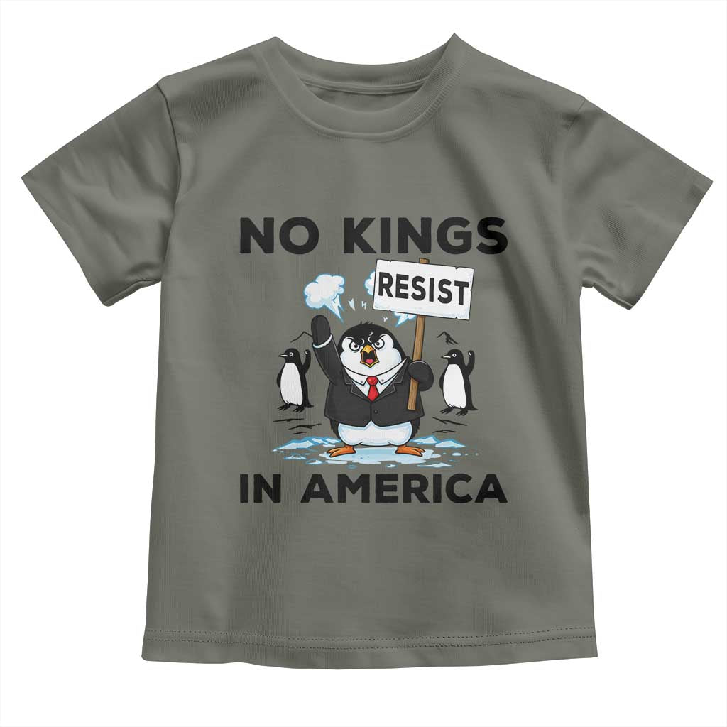Funny Penguin Protest Toddler T Shirt No Kings In America