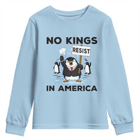 Funny Penguin Protest Youth Sweatshirt No Kings In America