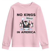 Funny Penguin Protest Youth Sweatshirt No Kings In America