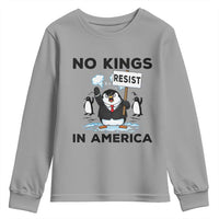 Funny Penguin Protest Youth Sweatshirt No Kings In America