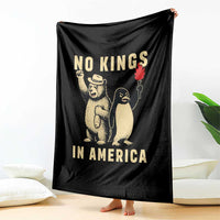 Funny Bear And Penguin Protest Throw Blanket No Kings In America