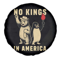 Funny Bear And Penguin Protest Spare Tire Cover No Kings In America