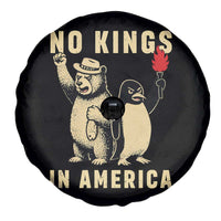 Funny Bear And Penguin Protest Spare Tire Cover No Kings In America