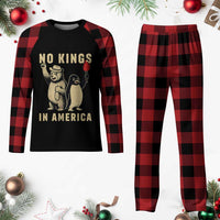 Funny Bear And Penguin Protest Plaid Pajama Set No Kings In America