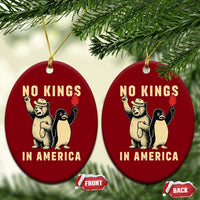 Funny Bear And Penguin Protest Ceramic Ornament No Kings In America