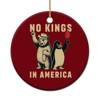 Funny Bear And Penguin Protest Ceramic Ornament No Kings In America