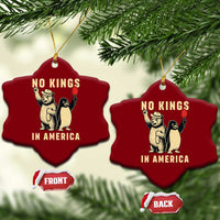 Funny Bear And Penguin Protest Ceramic Ornament No Kings In America