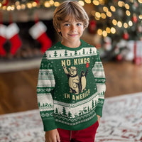 Funny Bear And Penguin Protest Ugly Christmas Sweater No Kings In America