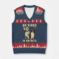 Funny Bear And Penguin Protest V-Neck Knit Sweater Vest No Kings In America