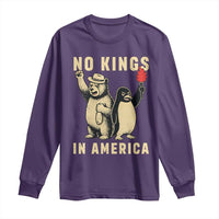 Funny Bear And Penguin Protest Long Sleeve Shirt No Kings In America