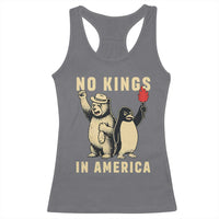 Funny Bear And Penguin Protest Racerback Tank Top No Kings In America