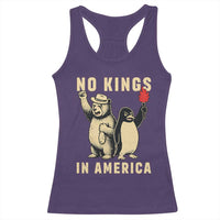 Funny Bear And Penguin Protest Racerback Tank Top No Kings In America