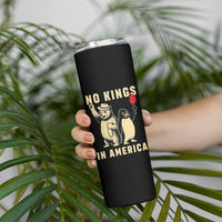 Funny Bear And Penguin Protest Skinny Tumbler No Kings In America