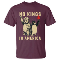 Funny Bear And Penguin Protest T Shirt No Kings In America