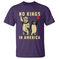 Funny Bear And Penguin Protest T Shirt No Kings In America