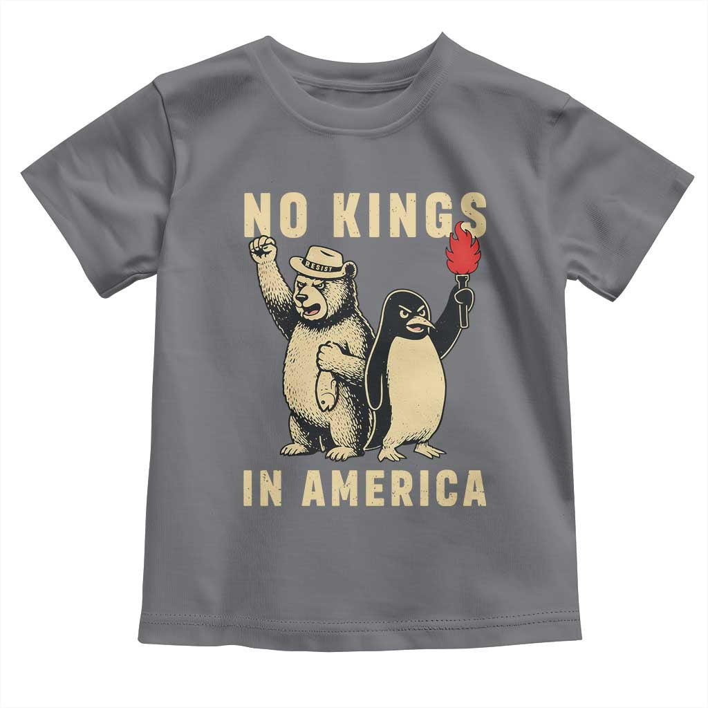 Funny Bear And Penguin Protest Toddler T Shirt No Kings In America