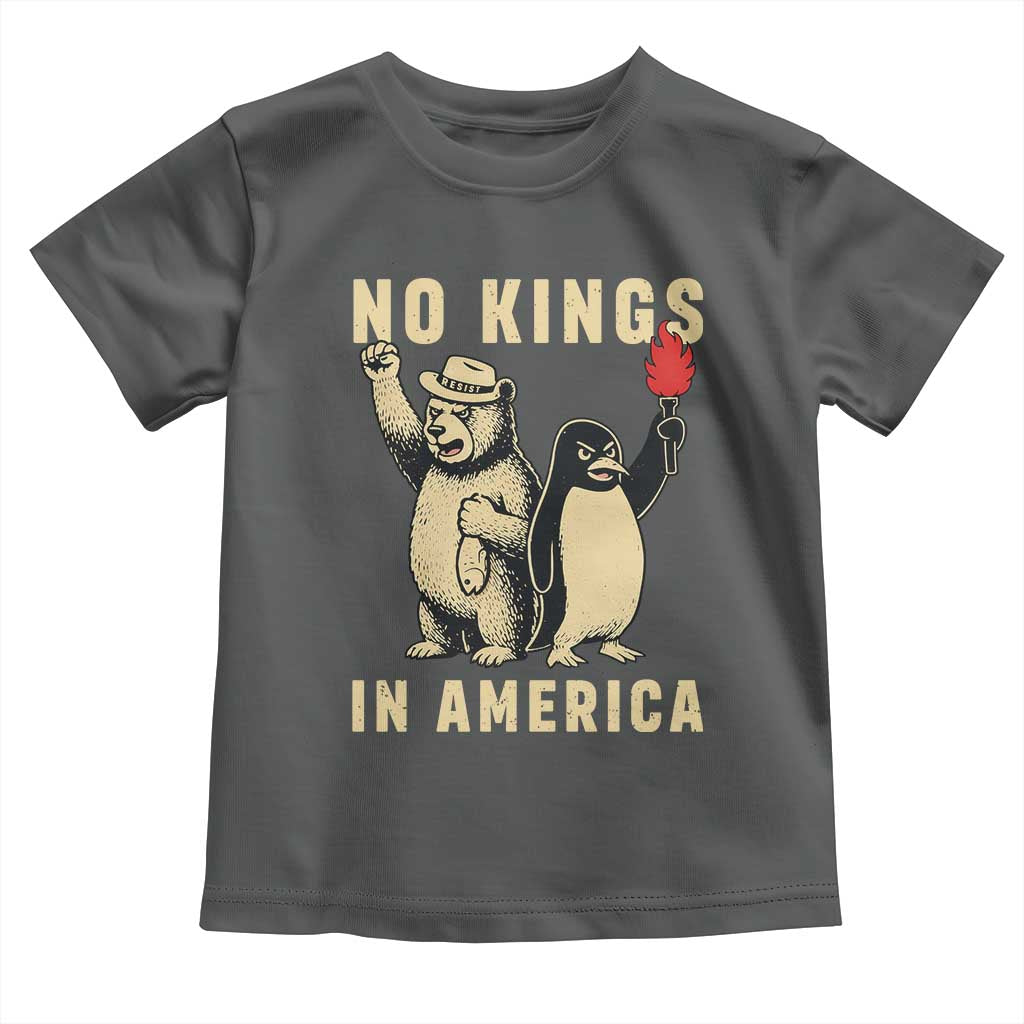Funny Bear And Penguin Protest Toddler T Shirt No Kings In America