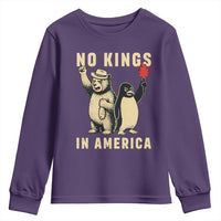 Funny Bear And Penguin Protest Youth Sweatshirt No Kings In America