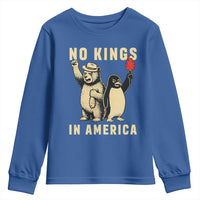 Funny Bear And Penguin Protest Youth Sweatshirt No Kings In America