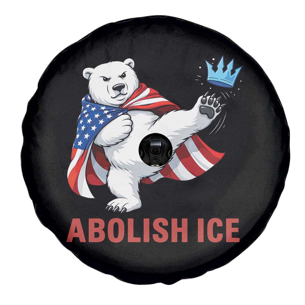 Abolish Ice Spare Tire Cover Funny Polar Bear Kicking Crown