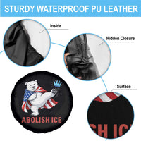 Abolish Ice Spare Tire Cover Funny Polar Bear Kicking Crown