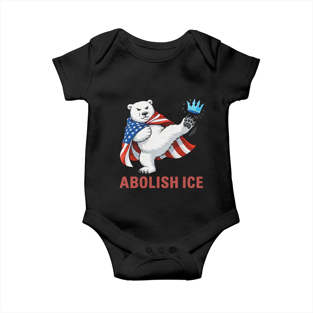Abolish Ice Baby Onesie Funny Polar Bear Kicking Crown