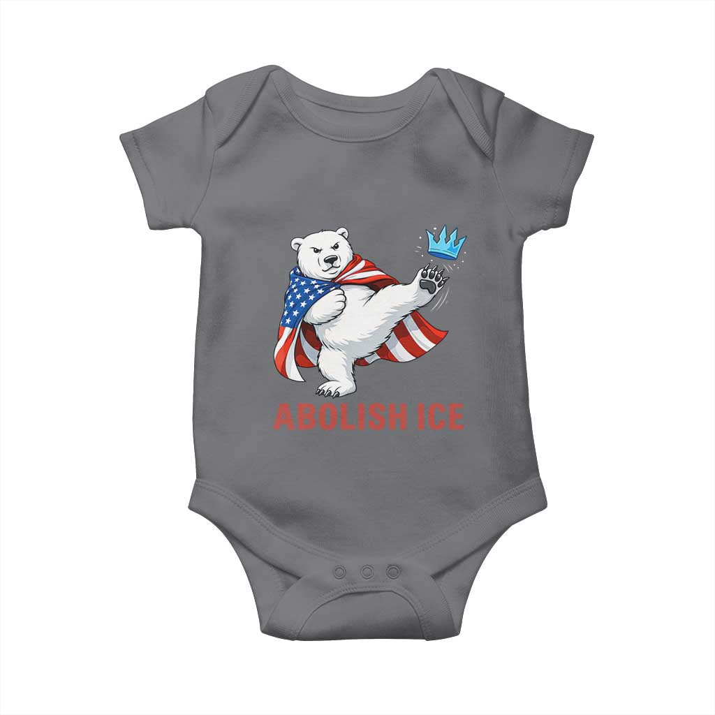 Abolish Ice Baby Onesie Funny Polar Bear Kicking Crown