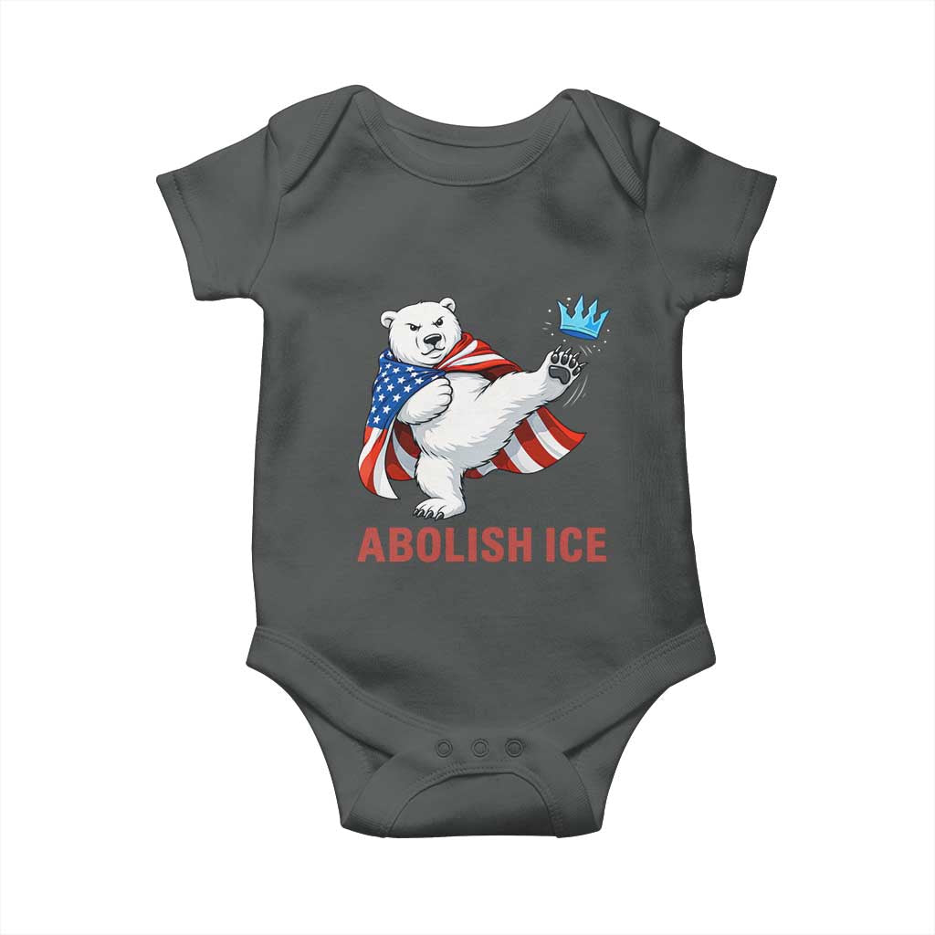 Abolish Ice Baby Onesie Funny Polar Bear Kicking Crown