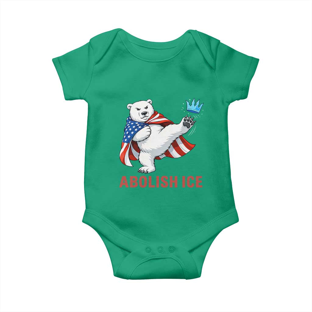 Abolish Ice Baby Onesie Funny Polar Bear Kicking Crown