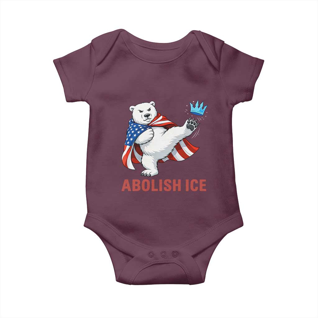Abolish Ice Baby Onesie Funny Polar Bear Kicking Crown