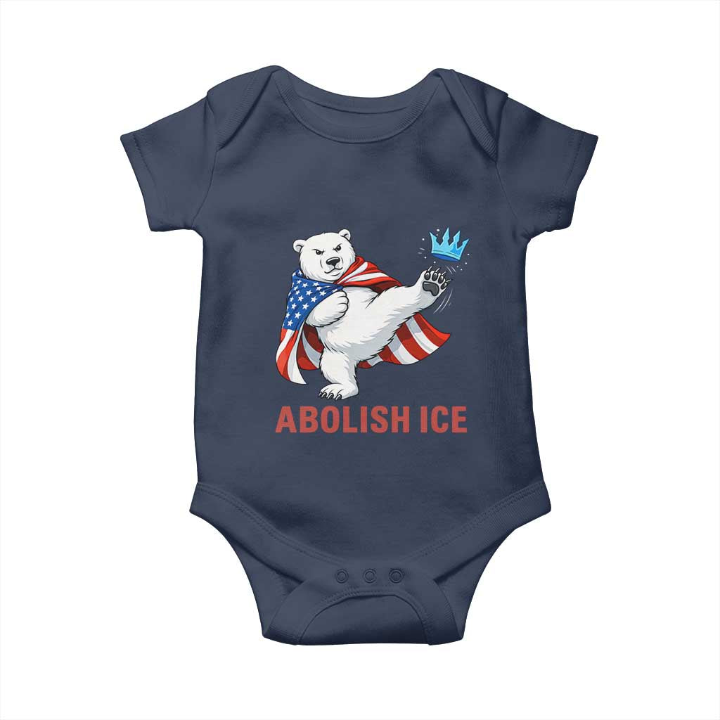 Abolish Ice Baby Onesie Funny Polar Bear Kicking Crown