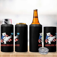 Abolish Ice 4 in 1 Can Cooler Tumbler Funny Polar Bear Kicking Crown