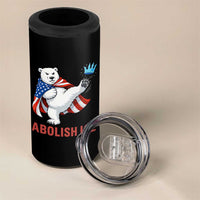 Abolish Ice 4 in 1 Can Cooler Tumbler Funny Polar Bear Kicking Crown