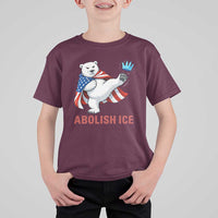Abolish Ice T Shirt For Kid Funny Polar Bear Kicking Crown