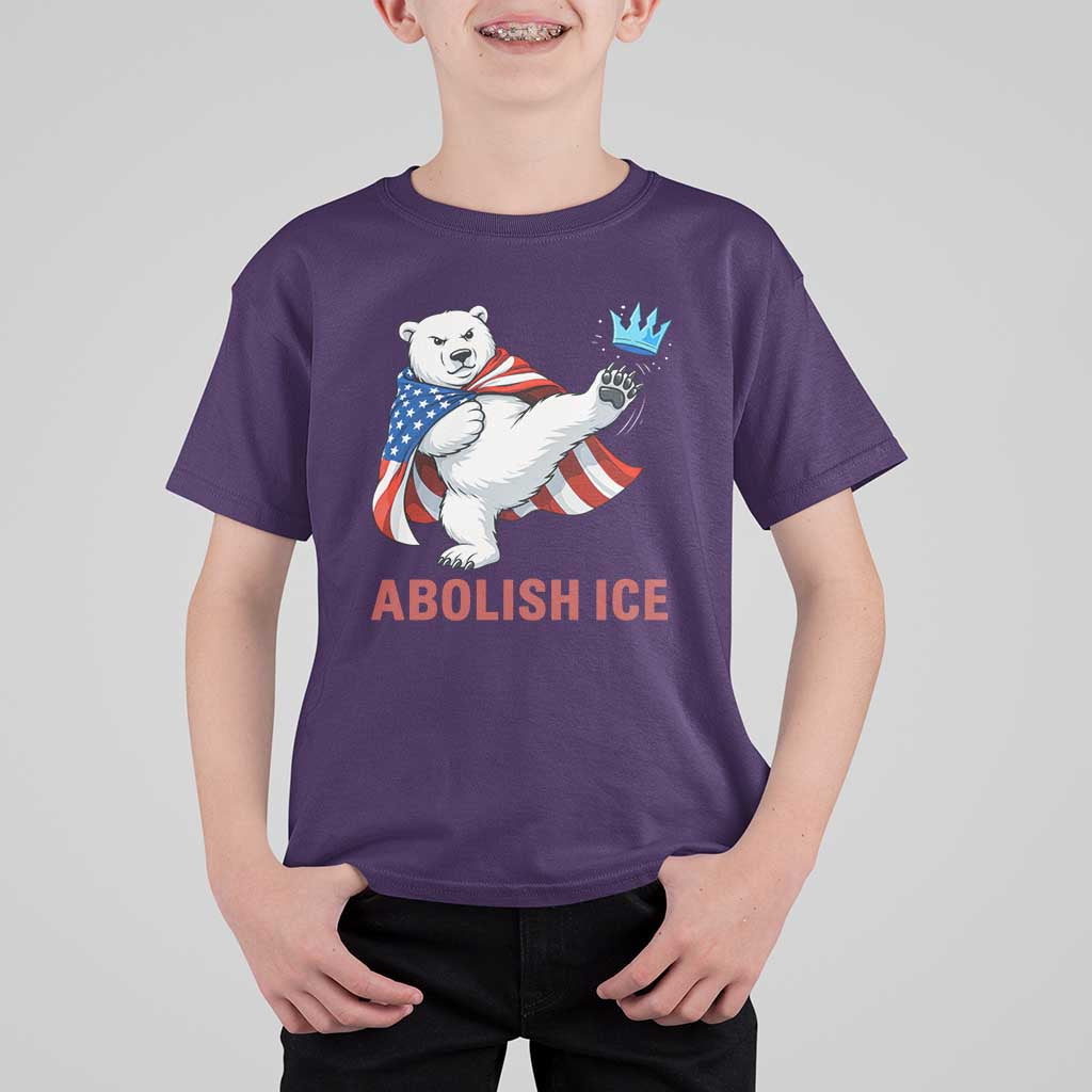 Abolish Ice T Shirt For Kid Funny Polar Bear Kicking Crown