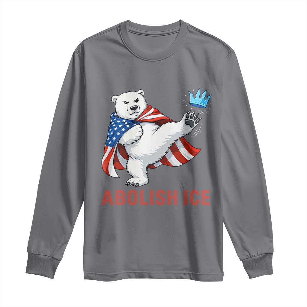 Abolish Ice Long Sleeve Shirt Funny Polar Bear Kicking Crown