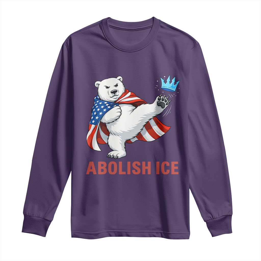 Abolish Ice Long Sleeve Shirt Funny Polar Bear Kicking Crown