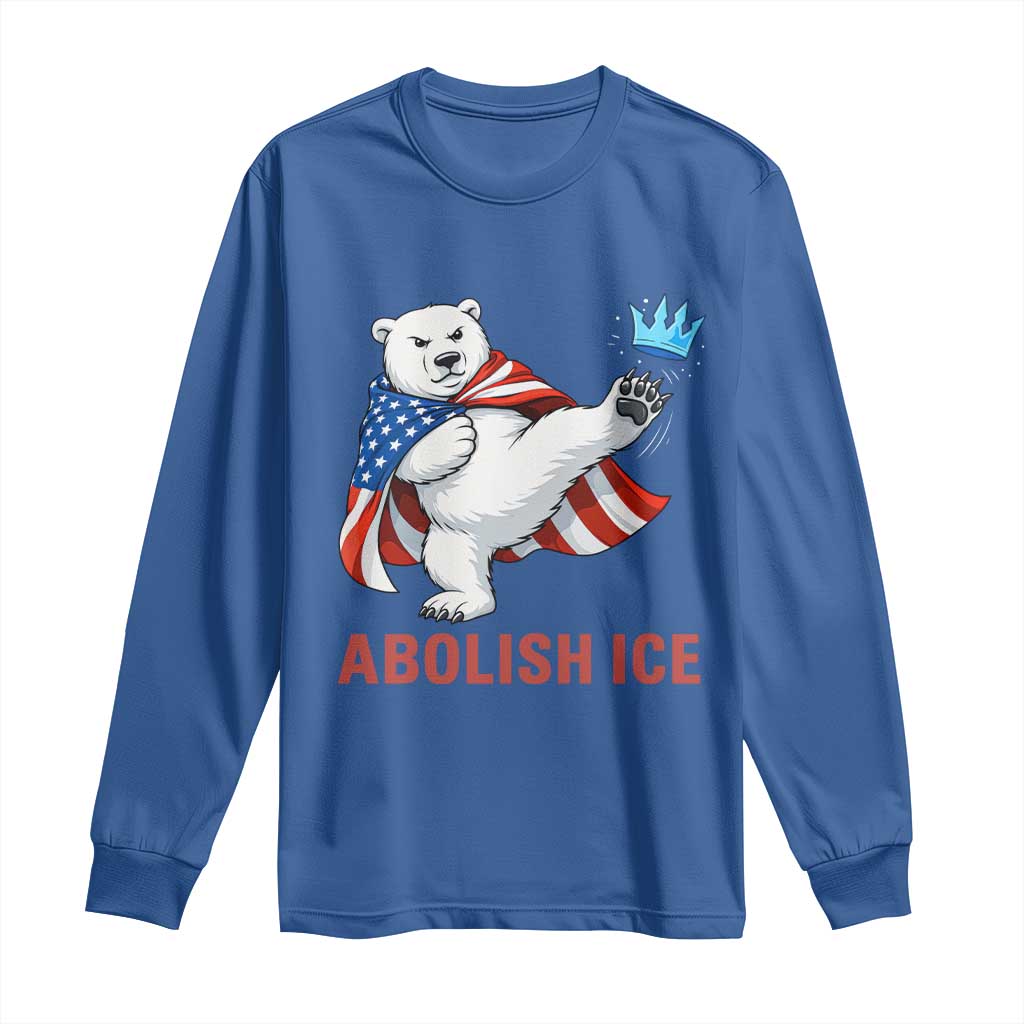 Abolish Ice Long Sleeve Shirt Funny Polar Bear Kicking Crown