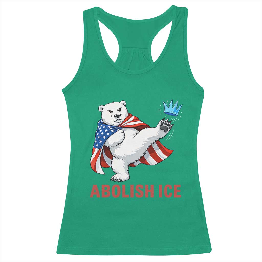 Abolish Ice Racerback Tank Top Funny Polar Bear Kicking Crown